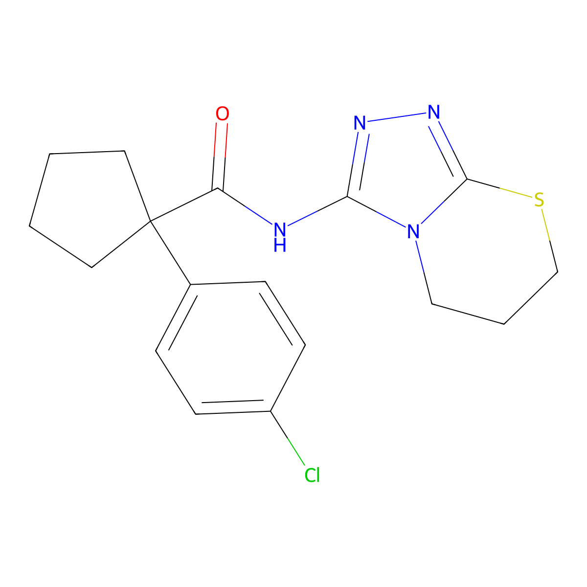 1-(4-chlorophenyl)-N-(6,7-dihydro-5H-[1,2,4]triazolo[3,4-b][1,3]thiazin-3-yl)cyclopentanecarboxamide molecular structure, CAS 1170480-64-4