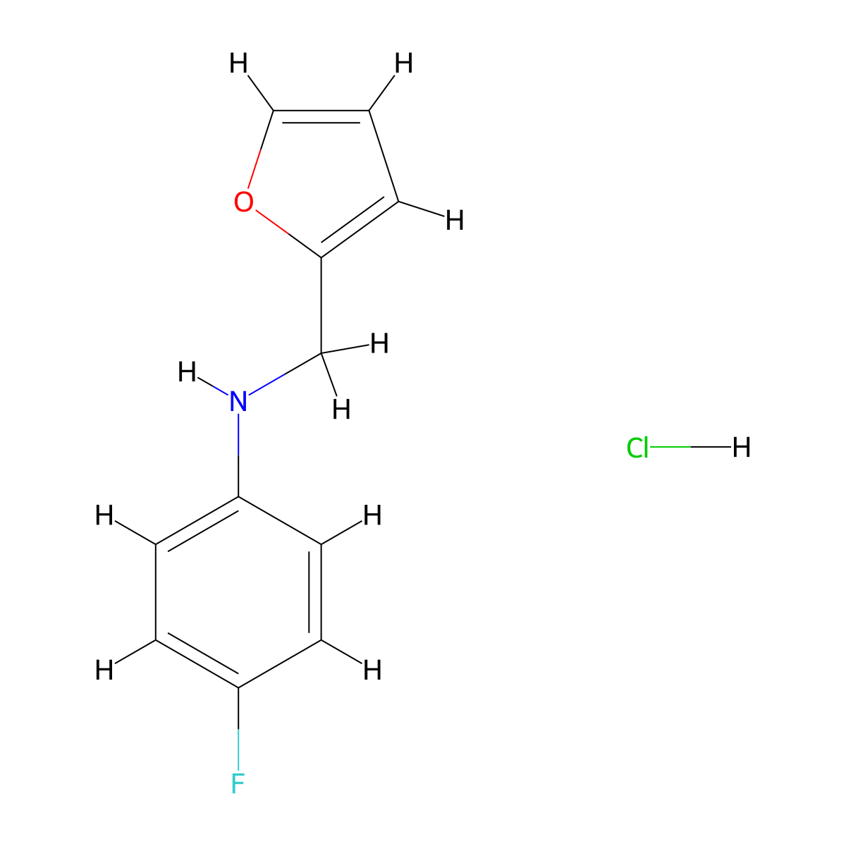 N-(4-fluorophenyl)-N-(2-furylmethyl)amine hydrochloride molecular structure, CAS 1170482-00-4
