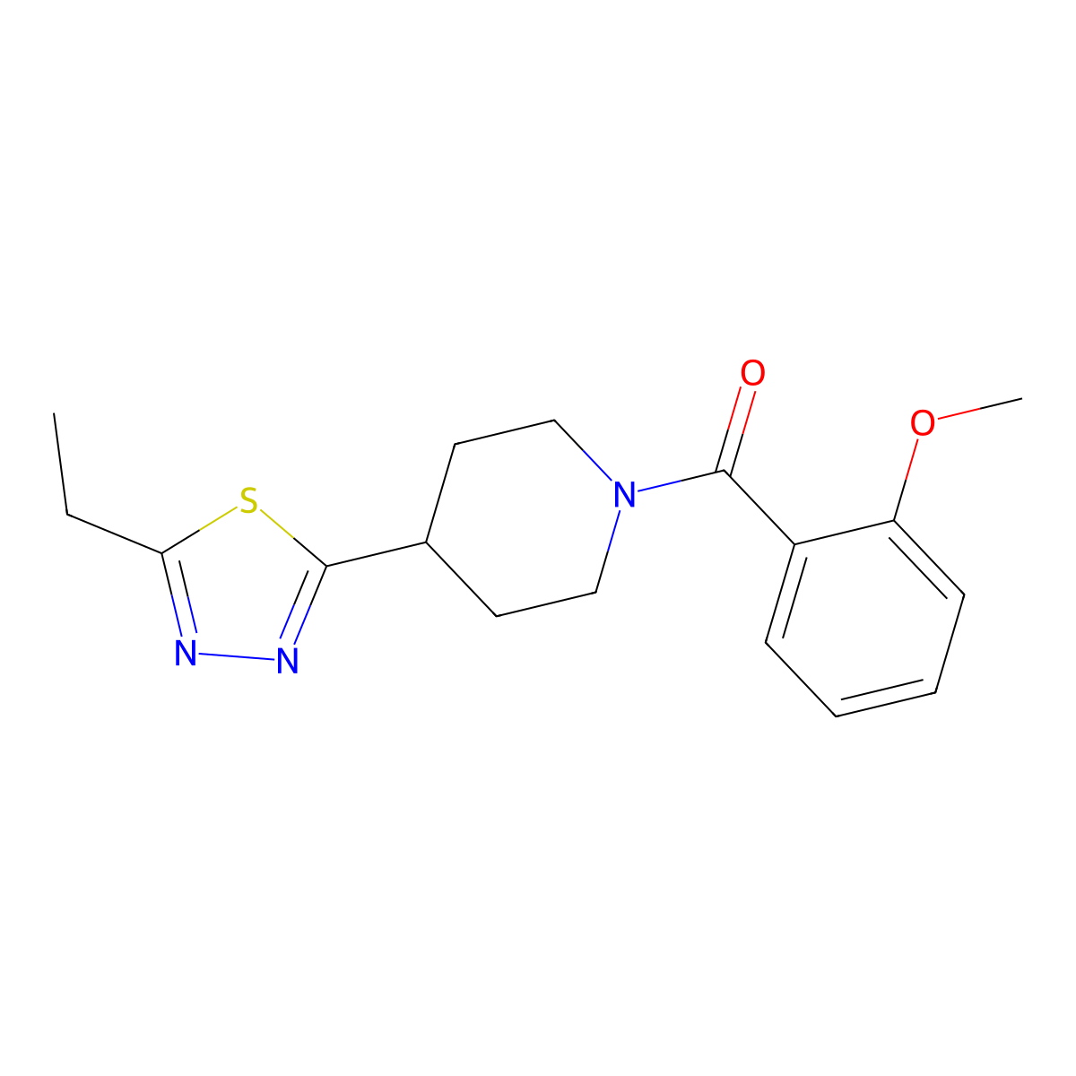 (4-(5-Ethyl-1,3,4-thiadiazol-2-yl)piperidin-1-yl)(2-methoxyphenyl)methanone molecular structure, CAS 1170484-25-9