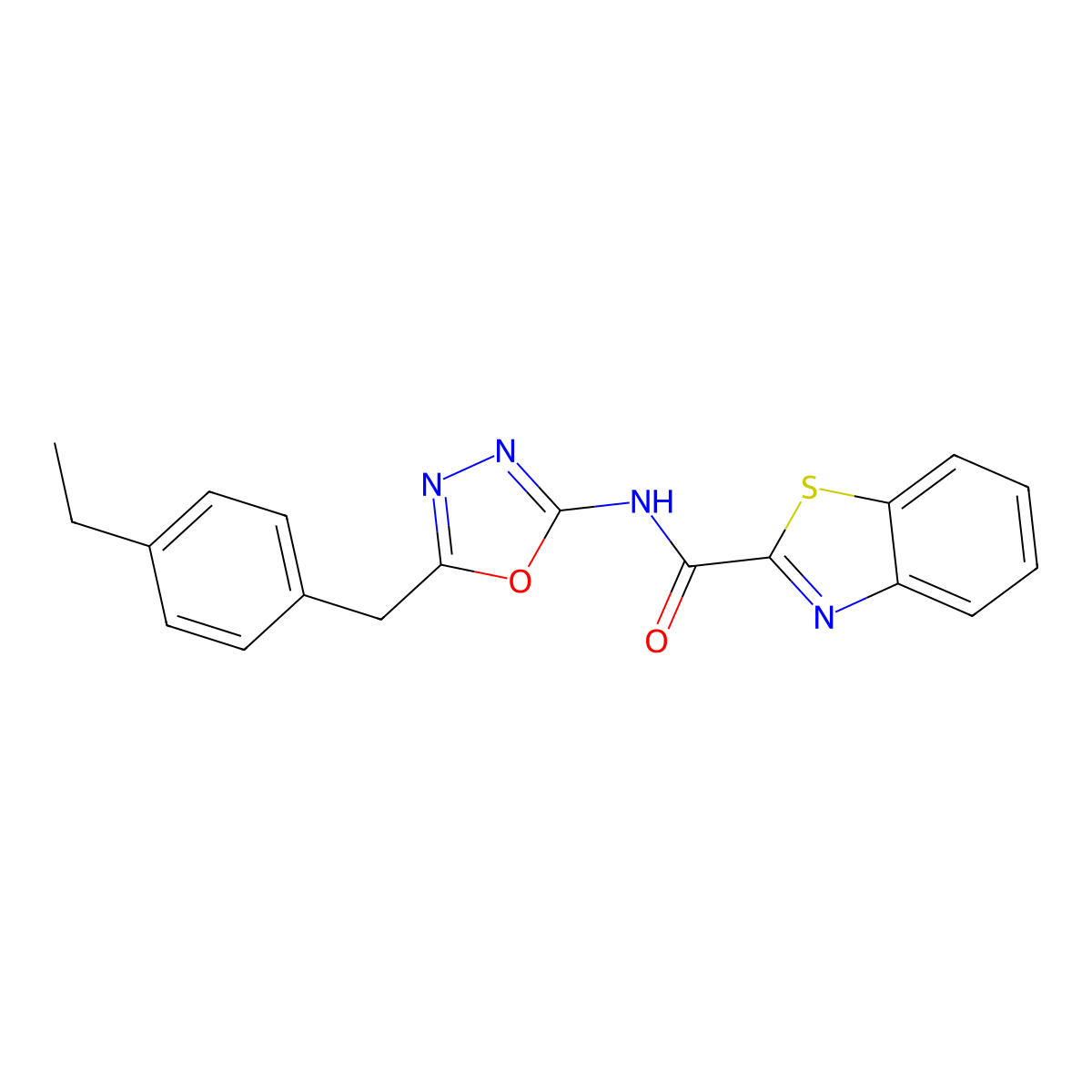 N-(5-(4-ethylbenzyl)-1,3,4-oxadiazol-2-yl)benzo[d]thiazole-2-carboxamide molecular structure, CAS 1170484-62-4