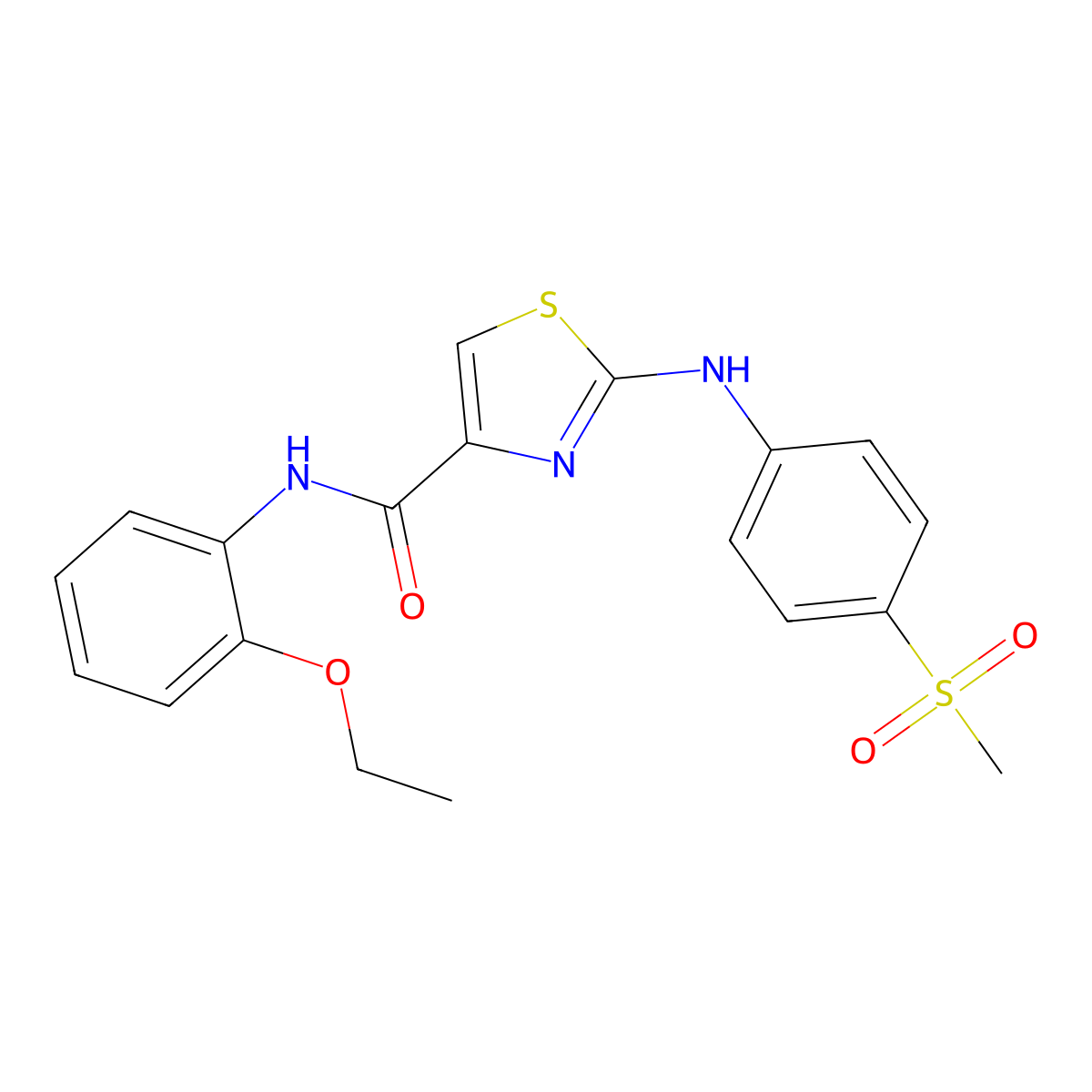N-(2-ethoxyphenyl)-2-((4-(methylsulfonyl)phenyl)amino)thiazole-4-carboxamide molecular structure, CAS 1170485-58-1