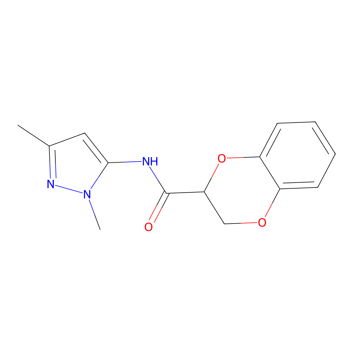 N-(1,3-dimethyl-1H-pyrazol-5-yl)-2,3-dihydrobenzo[b][1,4]dioxine-2-carboxamide molecular structure, CAS 1170488-69-3