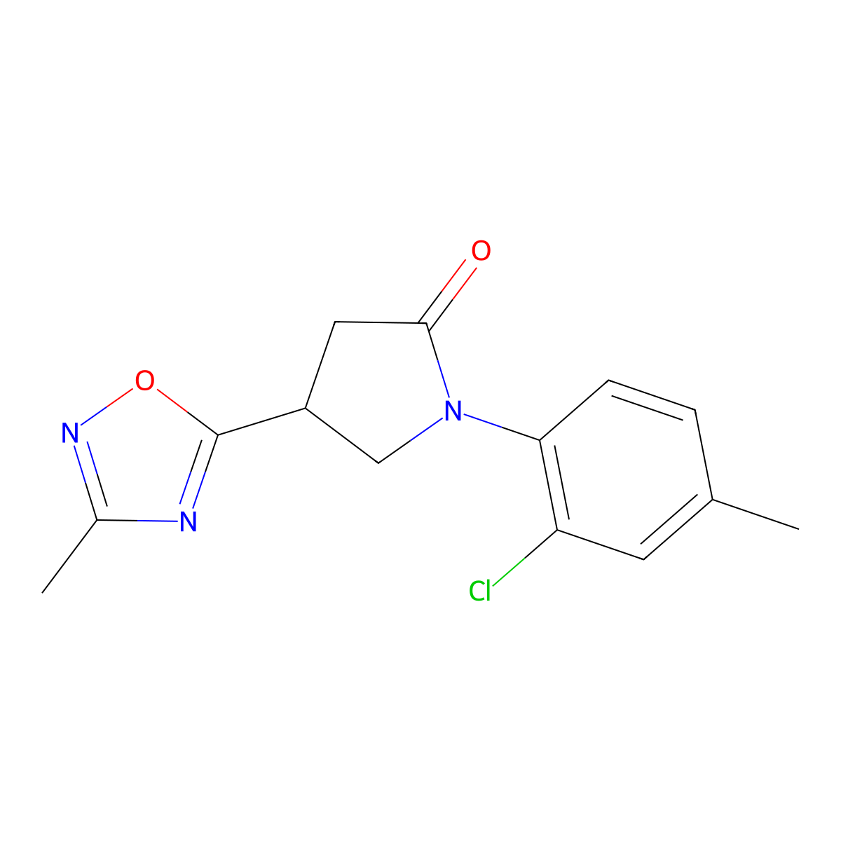 1-(2-Chloro-4-methylphenyl)-4-(3-methyl-1,2,4-oxadiazol-5-yl)pyrrolidin-2-one molecular structure, CAS 1170488-94-4