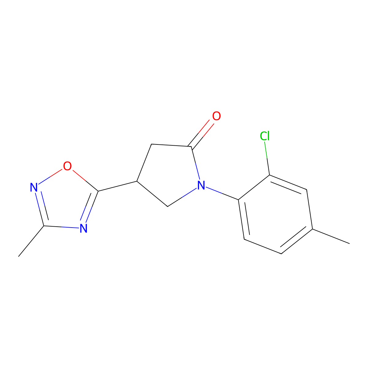 1-(2-Chloro-4-methylphenyl)-4-(3-methyl-1,2,4-oxadiazol-5-yl)pyrrolidin-2-one molecular structure, CAS 1170488-94-4