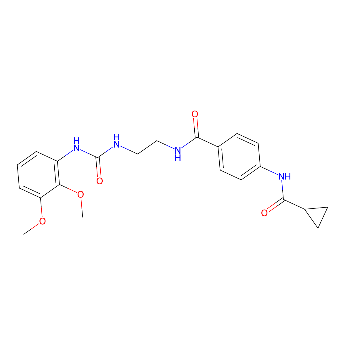 4-(cyclopropanecarboxamido)-N-(2-(3-(2,3-dimethoxyphenyl)ureido)ethyl)benzamide molecular structure, CAS 1170489-37-8