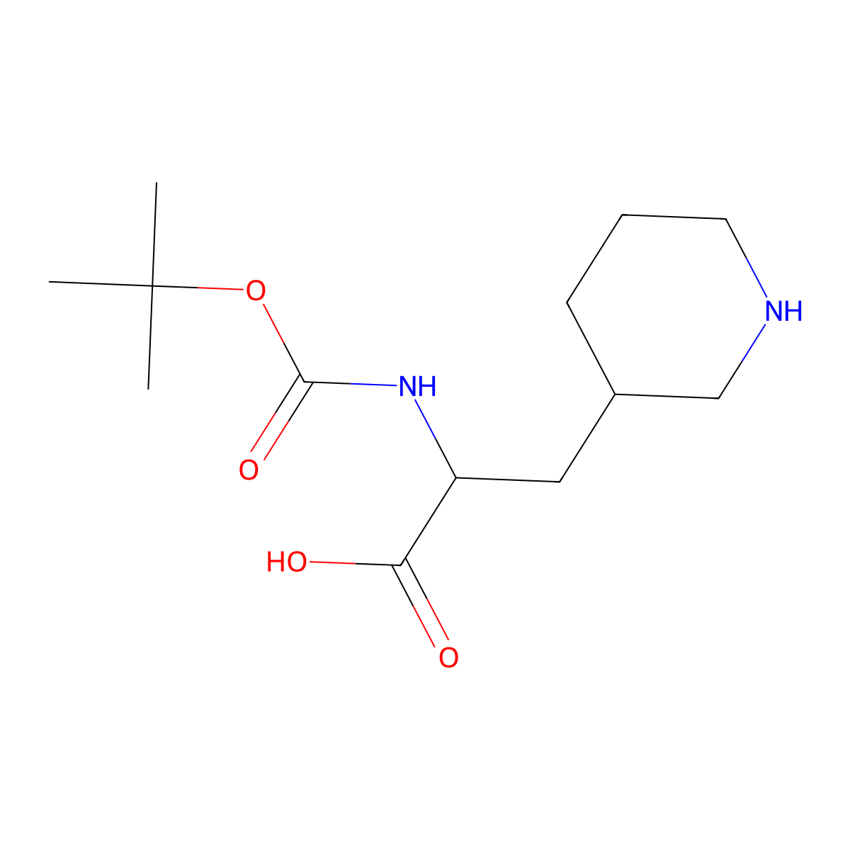 2-(((Tert-butoxy)carbonyl)amino)-3-(piperidin-3-yl)propanoic acid molecular structure, CAS 117049-94-2
