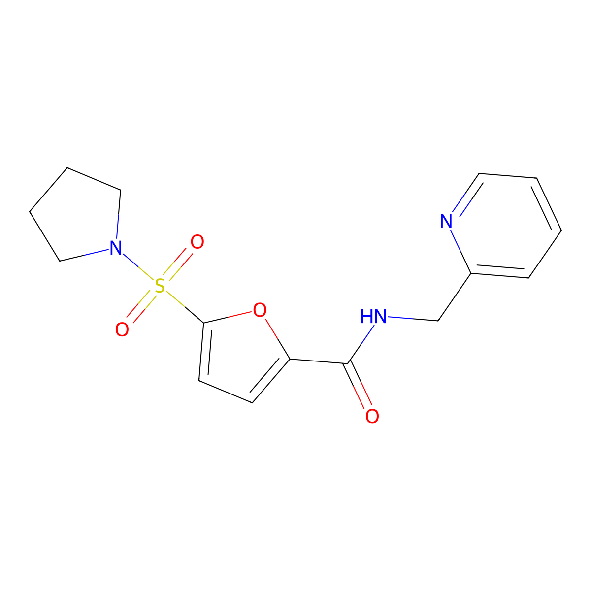 N-(pyridin-2-ylmethyl)-5-(pyrrolidin-1-ylsulfonyl)furan-2-carboxamide molecular structure, CAS 1170491-82-3