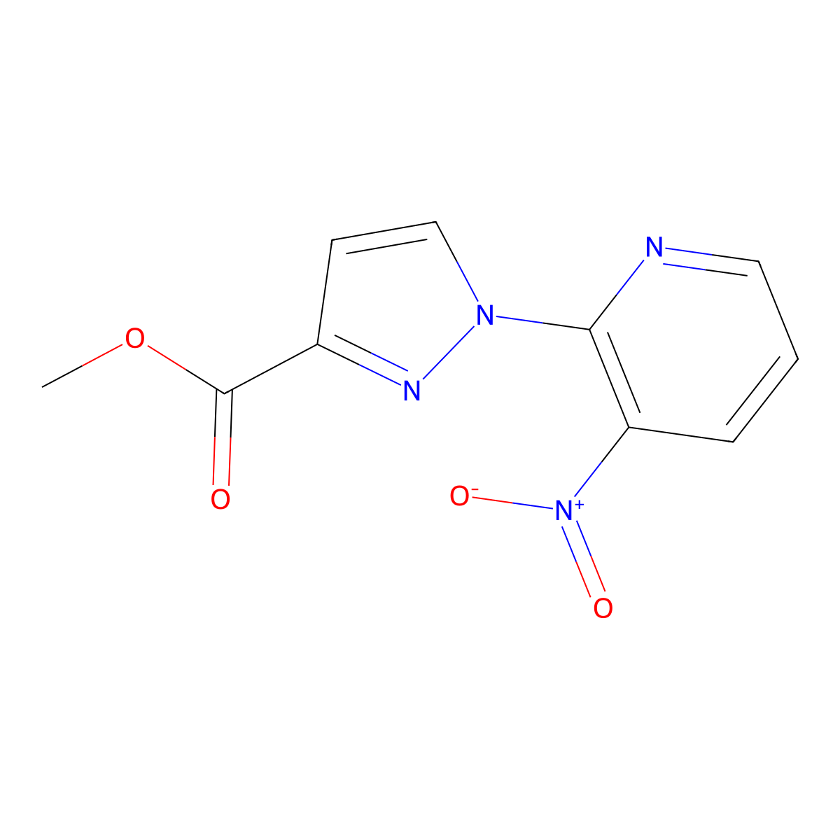 methyl 1-(3-nitropyridin-2-yl)-1H-pyrazole-3-carboxylate molecular structure, CAS 1170495-89-2