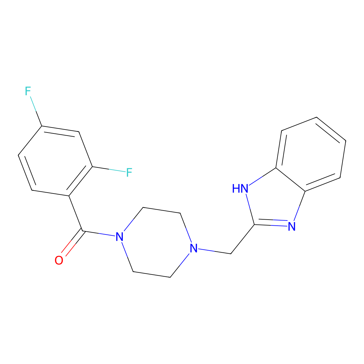 (4-((1H-benzo[d]imidazol-2-yl)methyl)piperazin-1-yl)(2,4-difluorophenyl)methanone molecular structure, CAS 1170498-36-8