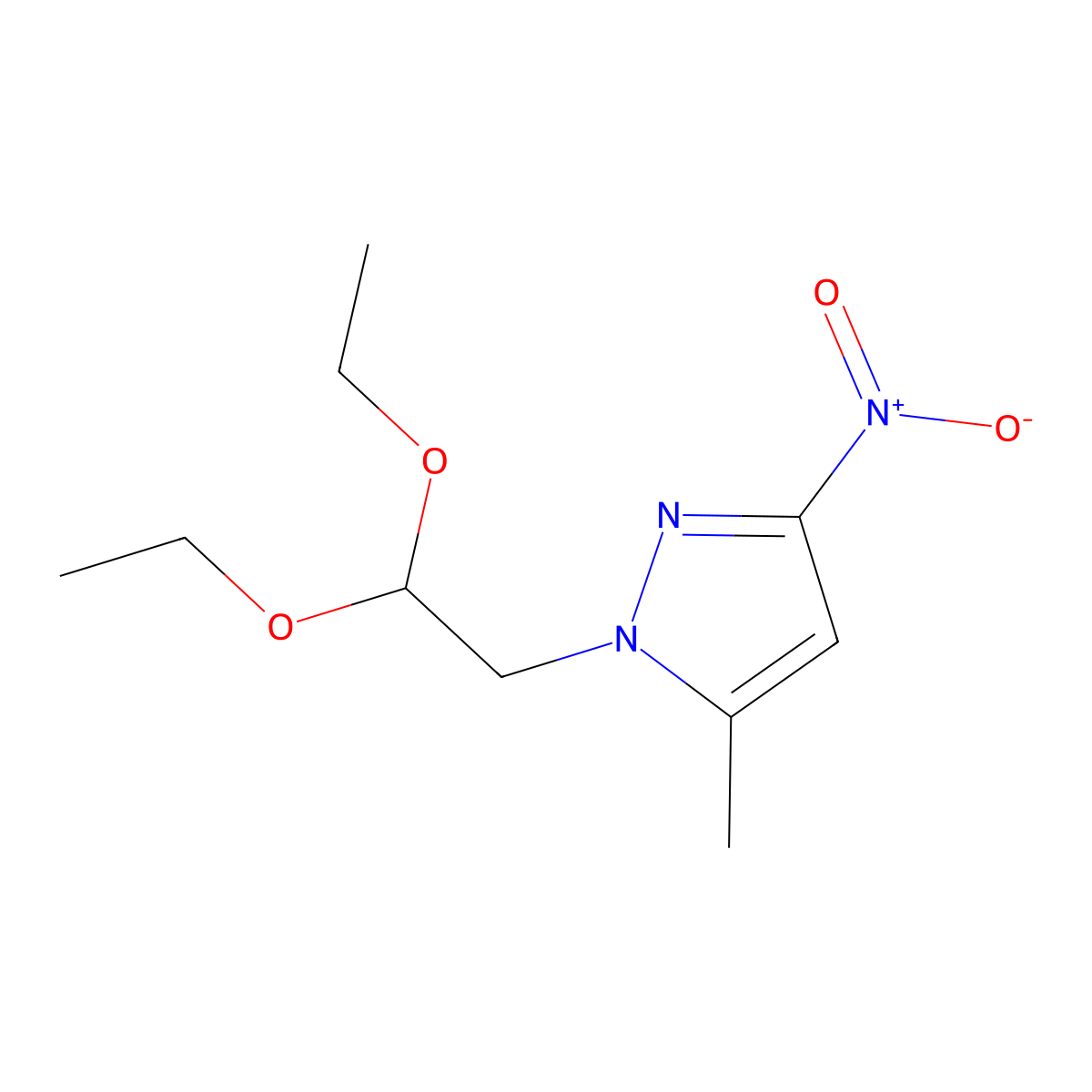 1-(2,2-diethoxyethyl)-5-methyl-3-nitro-1H-pyrazole molecular structure, CAS 1170498-61-9