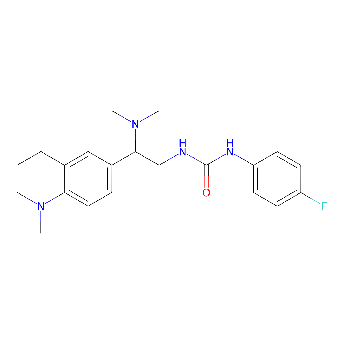 1-(2-(Dimethylamino)-2-(1-methyl-1,2,3,4-tetrahydroquinolin-6-yl)ethyl)-3-(4-fluorophenyl)urea molecular structure, CAS 1170502-91-6