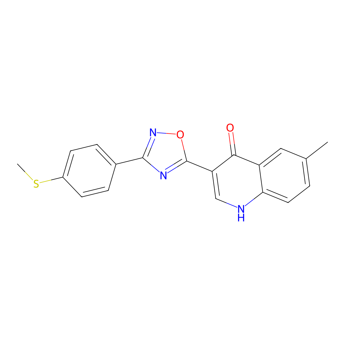 6-methyl-3-(3-(4-(methylthio)phenyl)-1,2,4-oxadiazol-5-yl)quinolin-4(1H)-one molecular structure, CAS 1170503-80-6