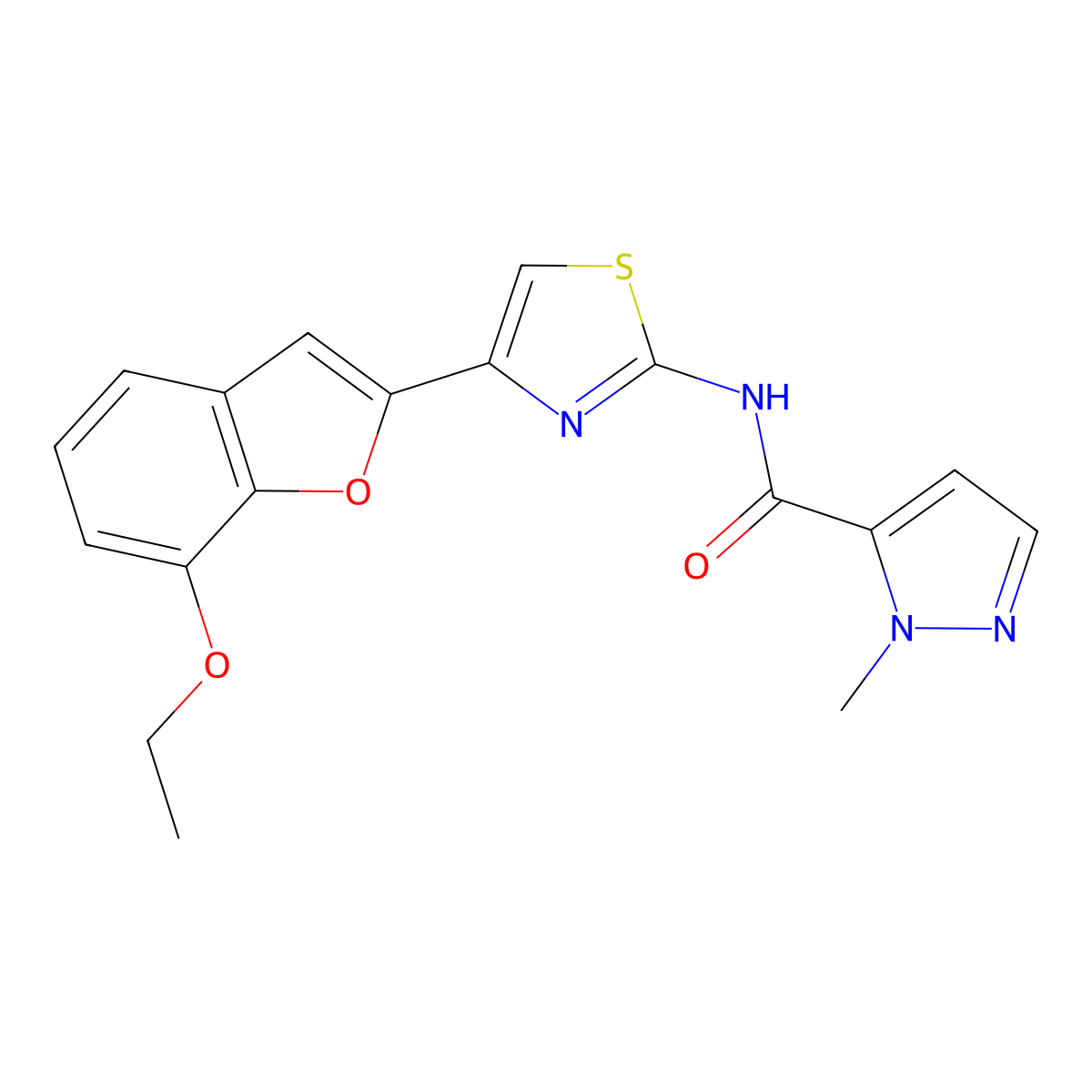 N-(4-(7-ethoxybenzofuran-2-yl)thiazol-2-yl)-1-methyl-1H-pyrazole-5-carboxamide molecular structure, CAS 1170507-81-9