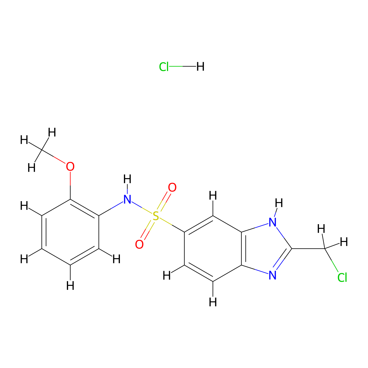2-(chloromethyl)-N-(2-methoxyphenyl)-1H-1,3-benzodiazole-6-sulfonamide hydrochloride molecular structure, CAS 1170509-21-3