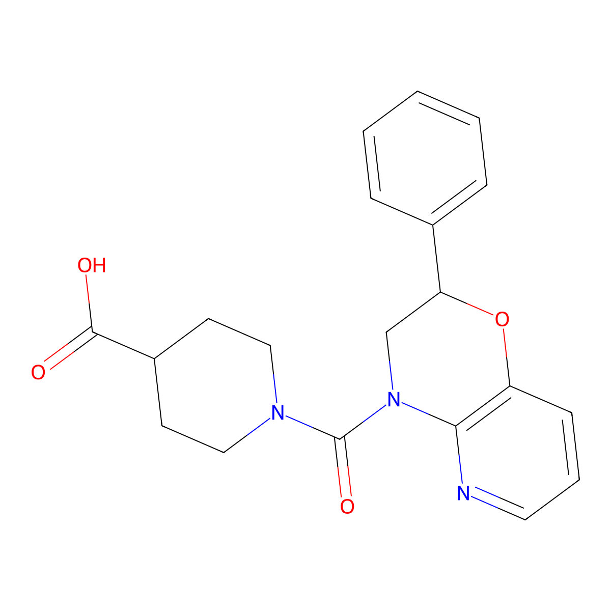 1-[(2-Phenyl-2,3-dihydro-4H-pyrido[3,2-b][1,4]oxazin-4-yl)carbonyl]piperidine-4-carboxylic acid molecular structure, CAS 1170509-86-0