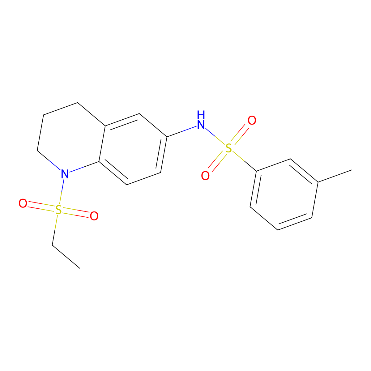 N-(1-(ethylsulfonyl)-1,2,3,4-tetrahydroquinolin-6-yl)-3-methylbenzenesulfonamide molecular structure, CAS 1170510-94-7