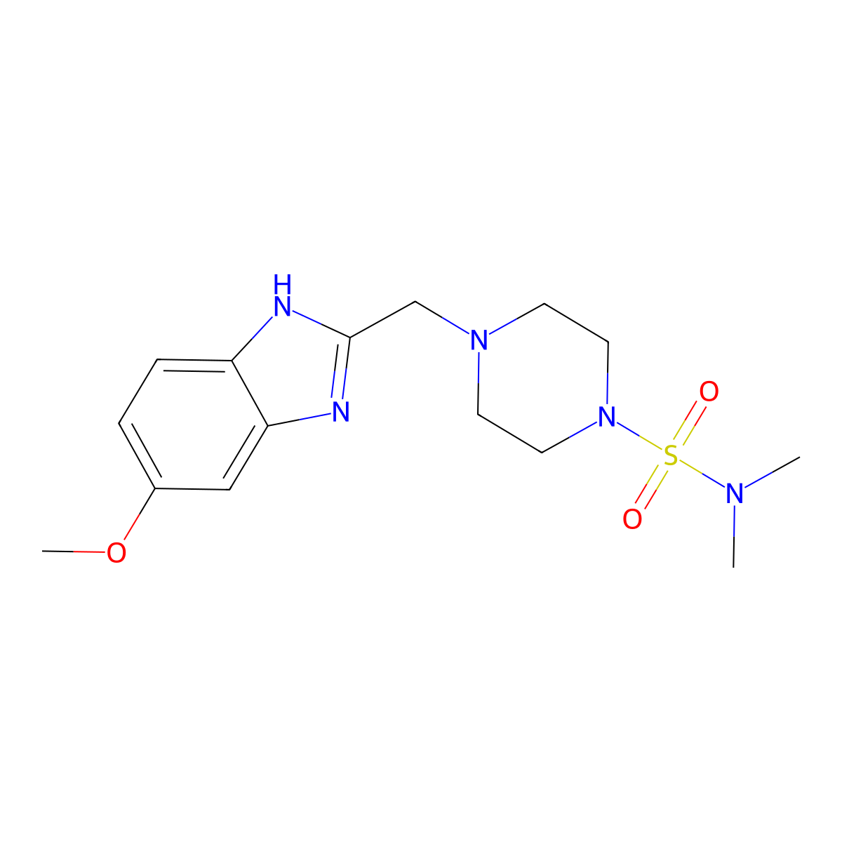 4-((5-methoxy-1H-benzo[d]imidazol-2-yl)methyl)-N,N-dimethylpiperazine-1-sulfonamide molecular structure, CAS 1170511-34-8