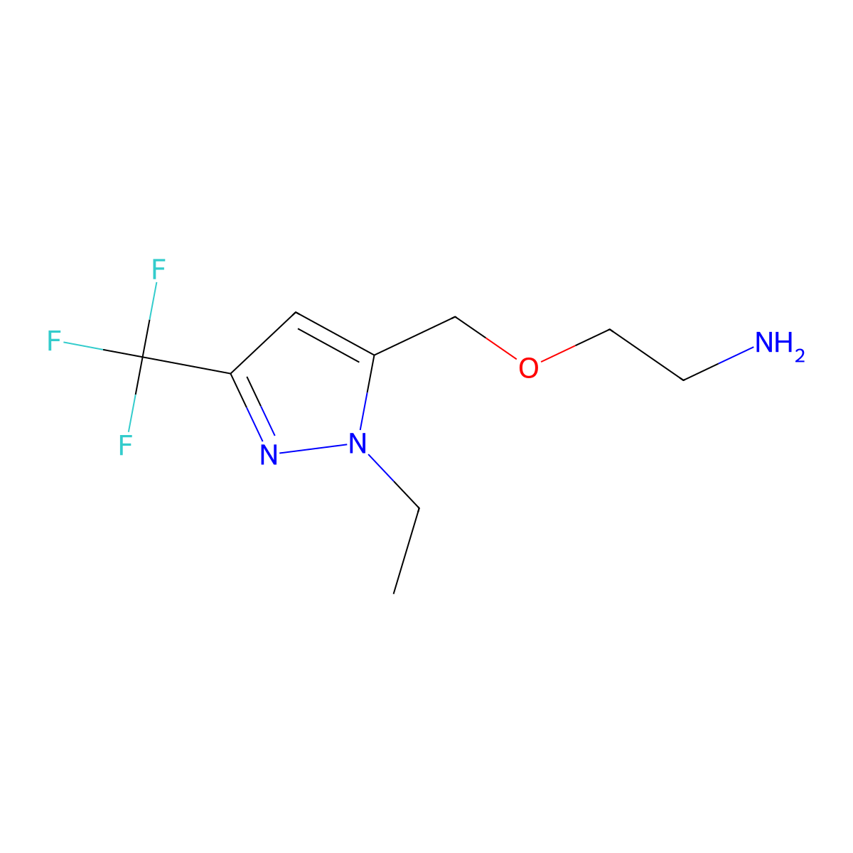 2-((1-Ethyl-3-(trifluoromethyl)-1H-pyrazol-5-yl)methoxy)ethanamine hydrochloride molecular structure, CAS 1170513-11-7