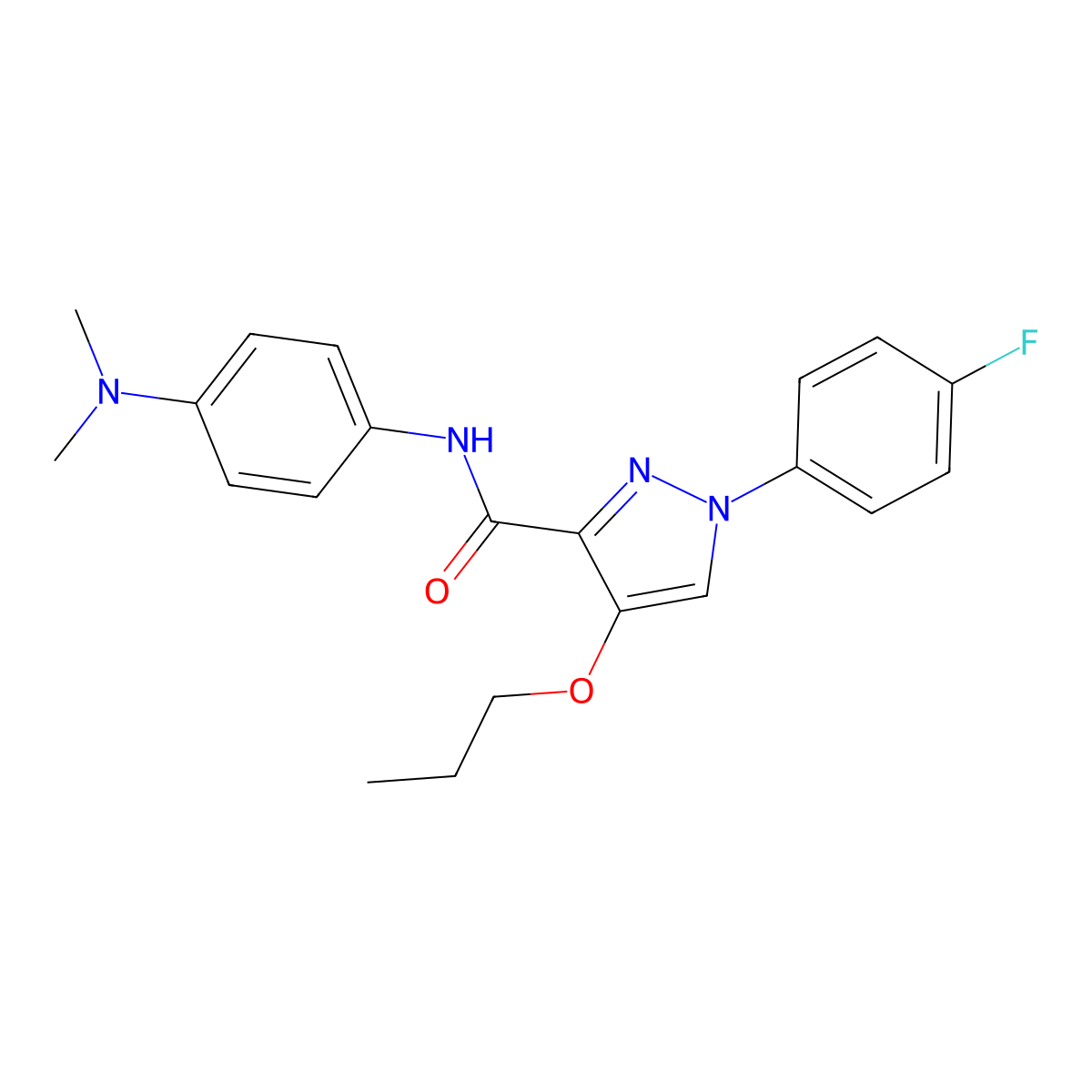 N-[4-(dimethylamino)phenyl]-1-(4-fluorophenyl)-4-propoxy-1H-pyrazole-3-carboxamide molecular structure, CAS 1170513-64-0