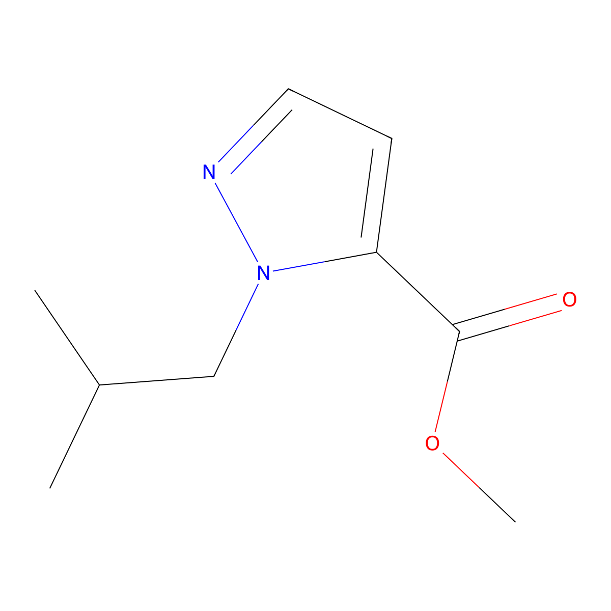 Methyl 1-isobutyl-1H-pyrazole-5-carboxylate molecular structure, CAS 1170514-87-0