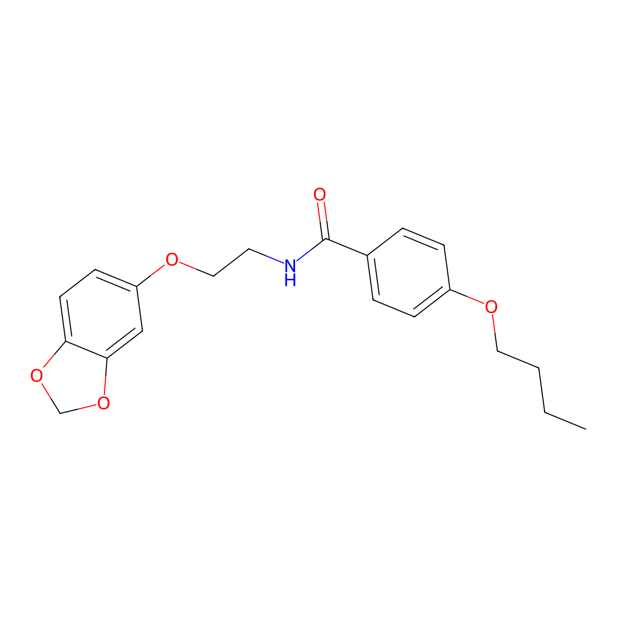 N-(2-(benzo[d][1,3]dioxol-5-yloxy)ethyl)-4-butoxybenzamide molecular structure, CAS 1170514-91-6