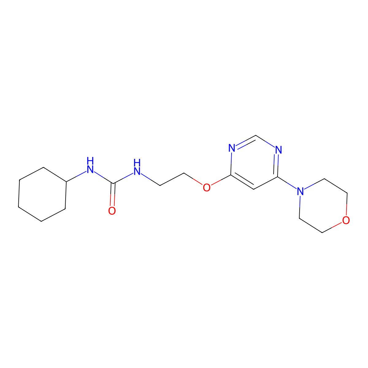 1-Cyclohexyl-3-(2-((6-morpholinopyrimidin-4-yl)oxy)ethyl)urea molecular structure, CAS 1170518-78-1