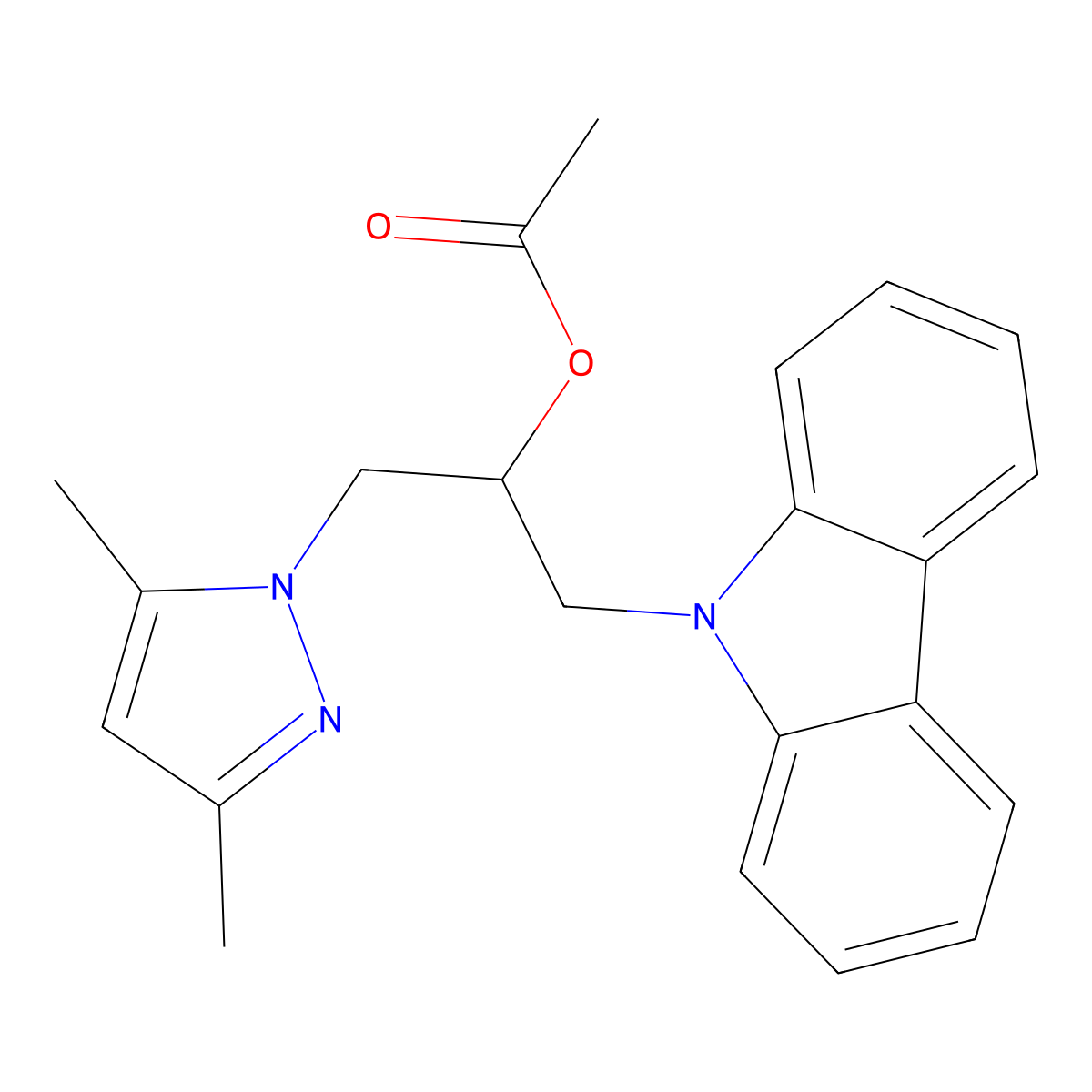 1-(9H-carbazol-9-yl)-3-(3,5-dimethyl-1H-pyrazol-1-yl)propan-2-yl acetate molecular structure, CAS 1170520-90-7