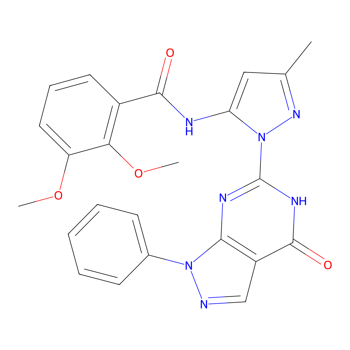 2,3-dimethoxy-N-(3-methyl-1-(4-oxo-1-phenyl-4,5-dihydro-1H-pyrazolo[3,4-d]pyrimidin-6-yl)-1H-pyrazol-5-yl)benzamide molecular structure, CAS 1170520-91-8