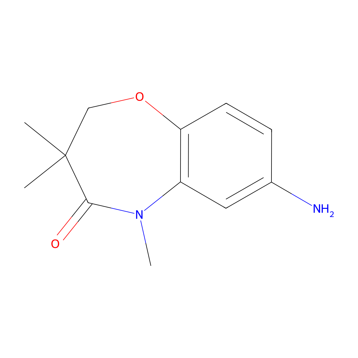 7-amino-3,3,5-trimethyl-2,3-dihydro-1,5-benzoxazepin-4(5H)-one molecular structure, CAS 1170520-94-1