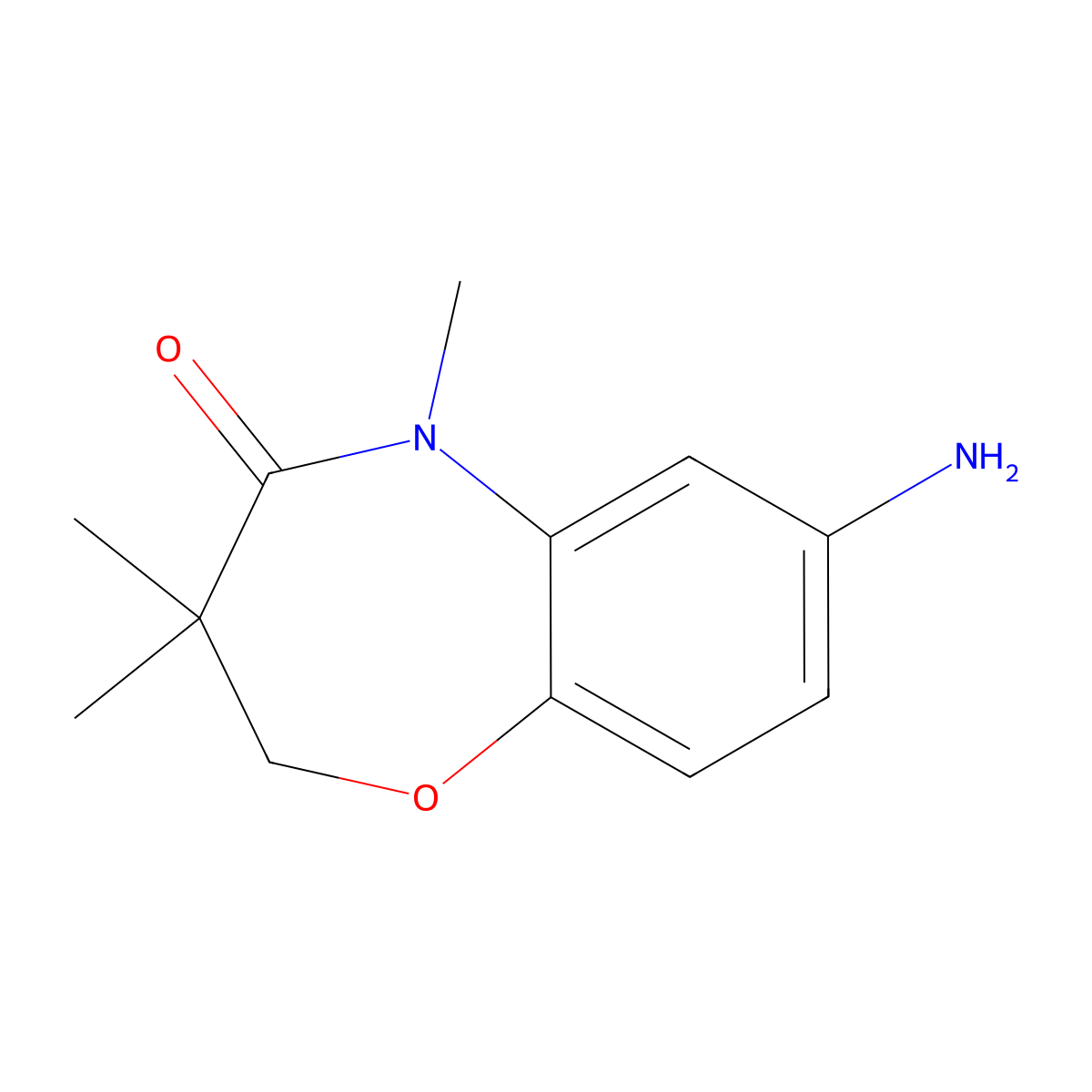 7-amino-3,3,5-trimethyl-2,3-dihydro-1,5-benzoxazepin-4(5H)-one molecular structure, CAS 1170520-94-1