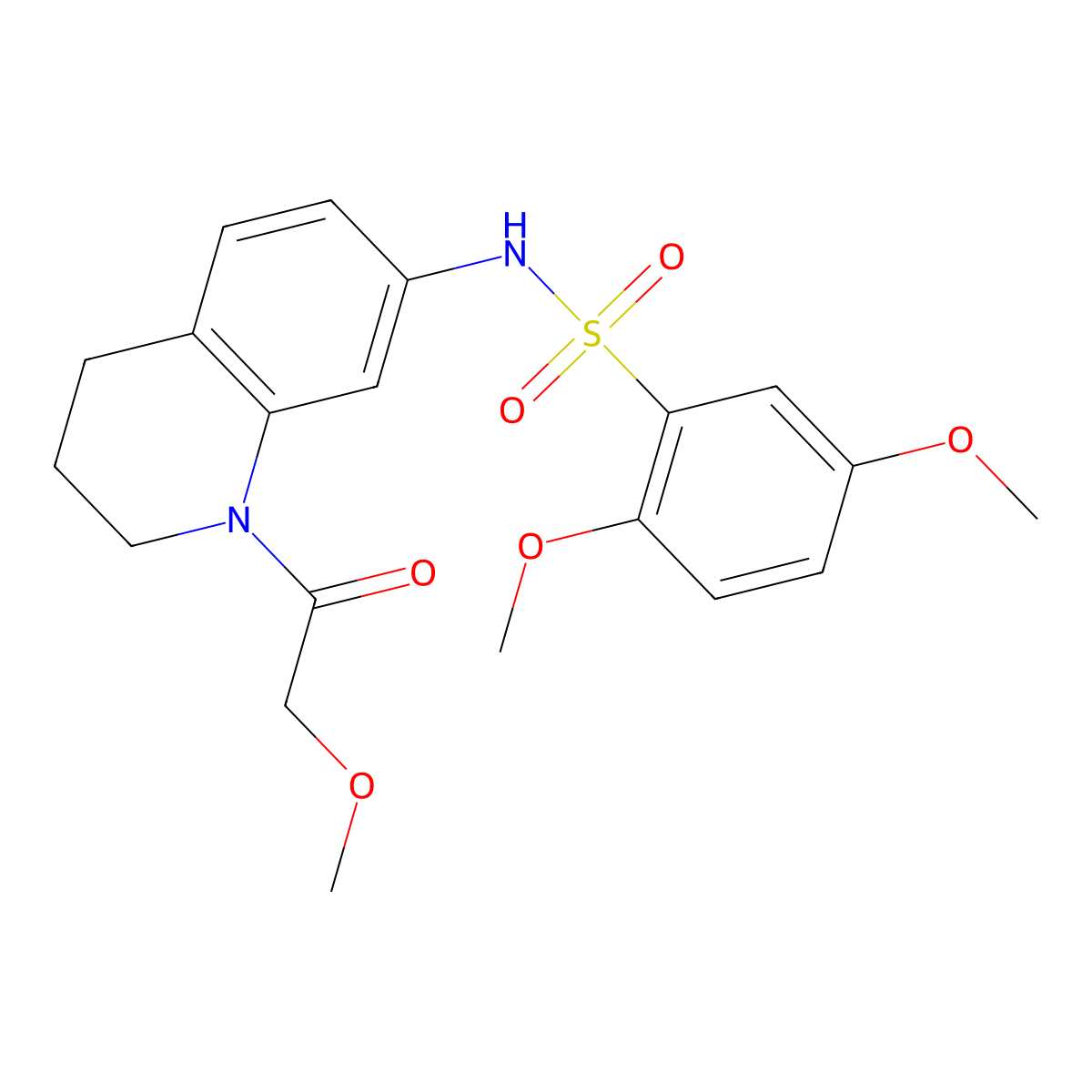 2,5-dimethoxy-N-(1-(2-methoxyacetyl)-1,2,3,4-tetrahydroquinolin-7-yl)benzenesulfonamide molecular structure, CAS 1170521-37-5