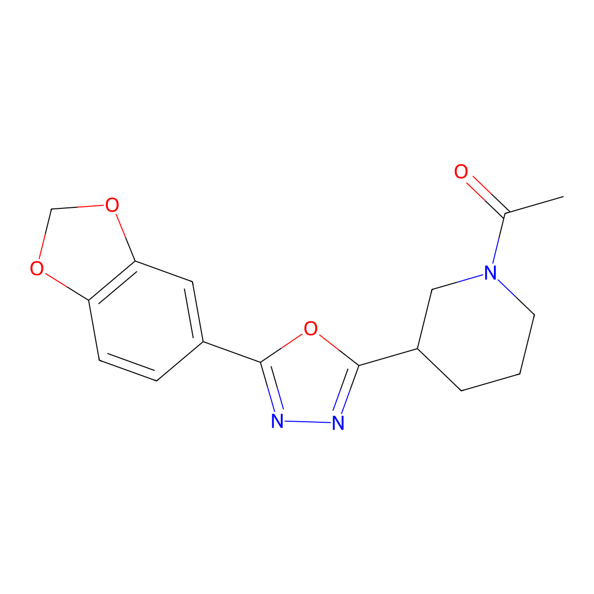 1-(3-(5-(Benzo[d][1,3]dioxol-5-yl)-1,3,4-oxadiazol-2-yl)piperidin-1-yl)ethanone molecular structure, CAS 1170523-66-6