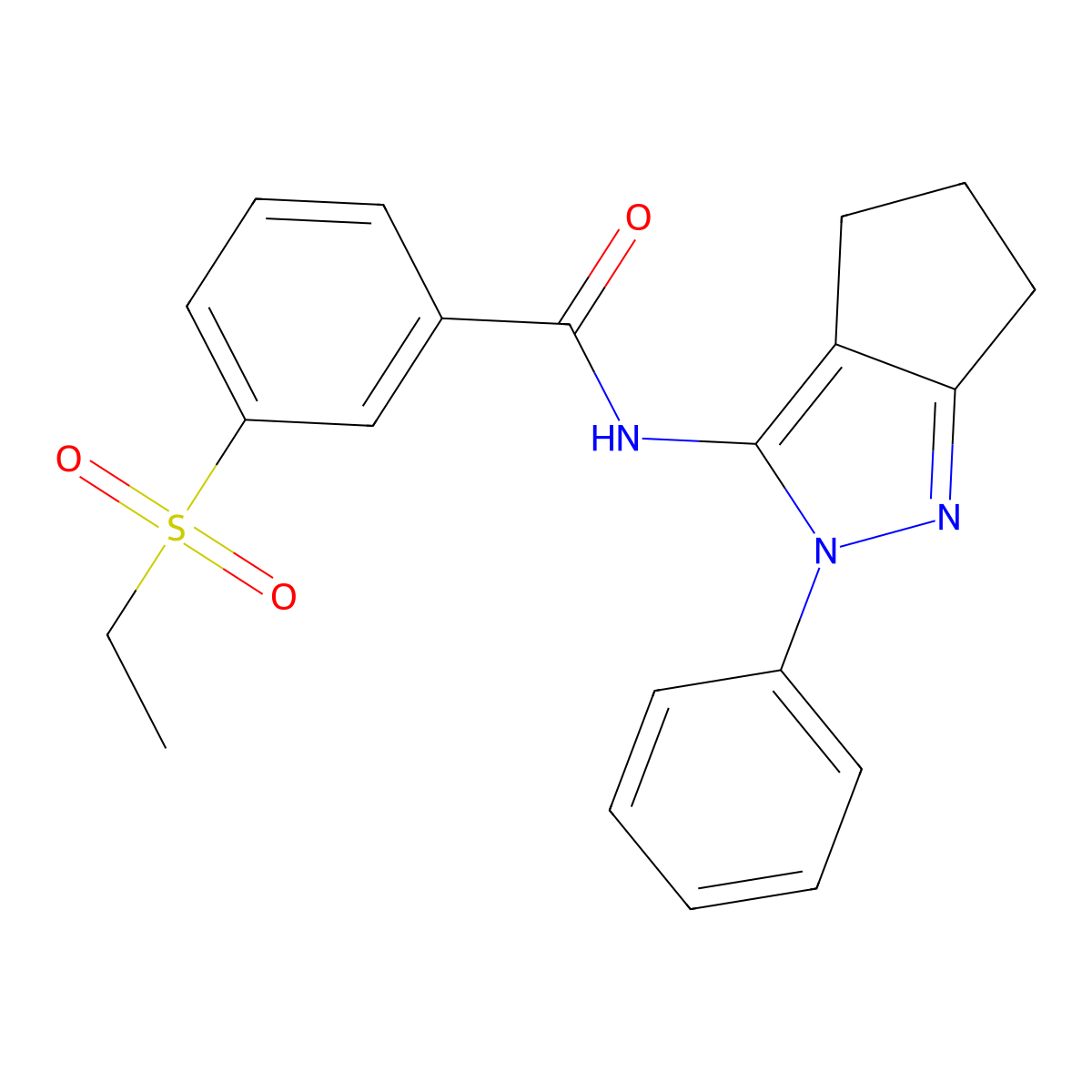 3-(ethylsulfonyl)-N-(2-phenyl-2,4,5,6-tetrahydrocyclopenta[c]pyrazol-3-yl)benzamide molecular structure, CAS 1170524-37-4