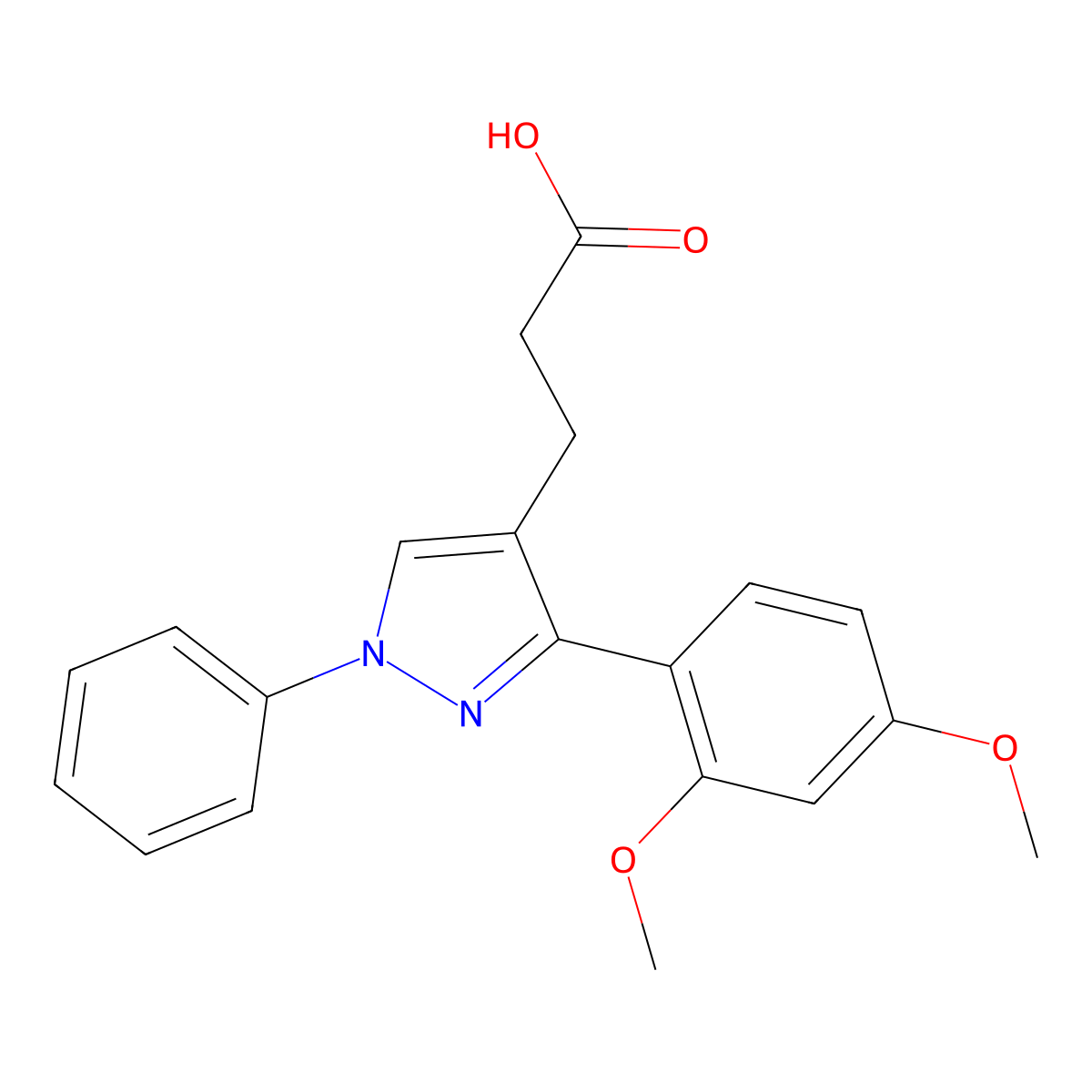 3-[3-(2,4-dimethoxyphenyl)-1-phenyl-1H-pyrazol-4-yl]propanoic acid molecular structure, CAS 1170524-97-6