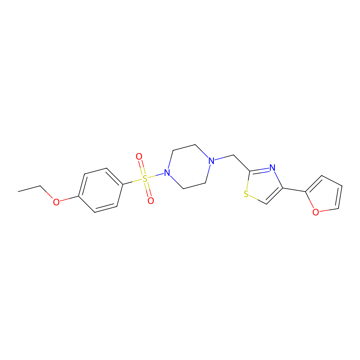 2-((4-((4-Ethoxyphenyl)sulfonyl)piperazin-1-yl)methyl)-4-(furan-2-yl)thiazole molecular structure, CAS 1170526-09-6
