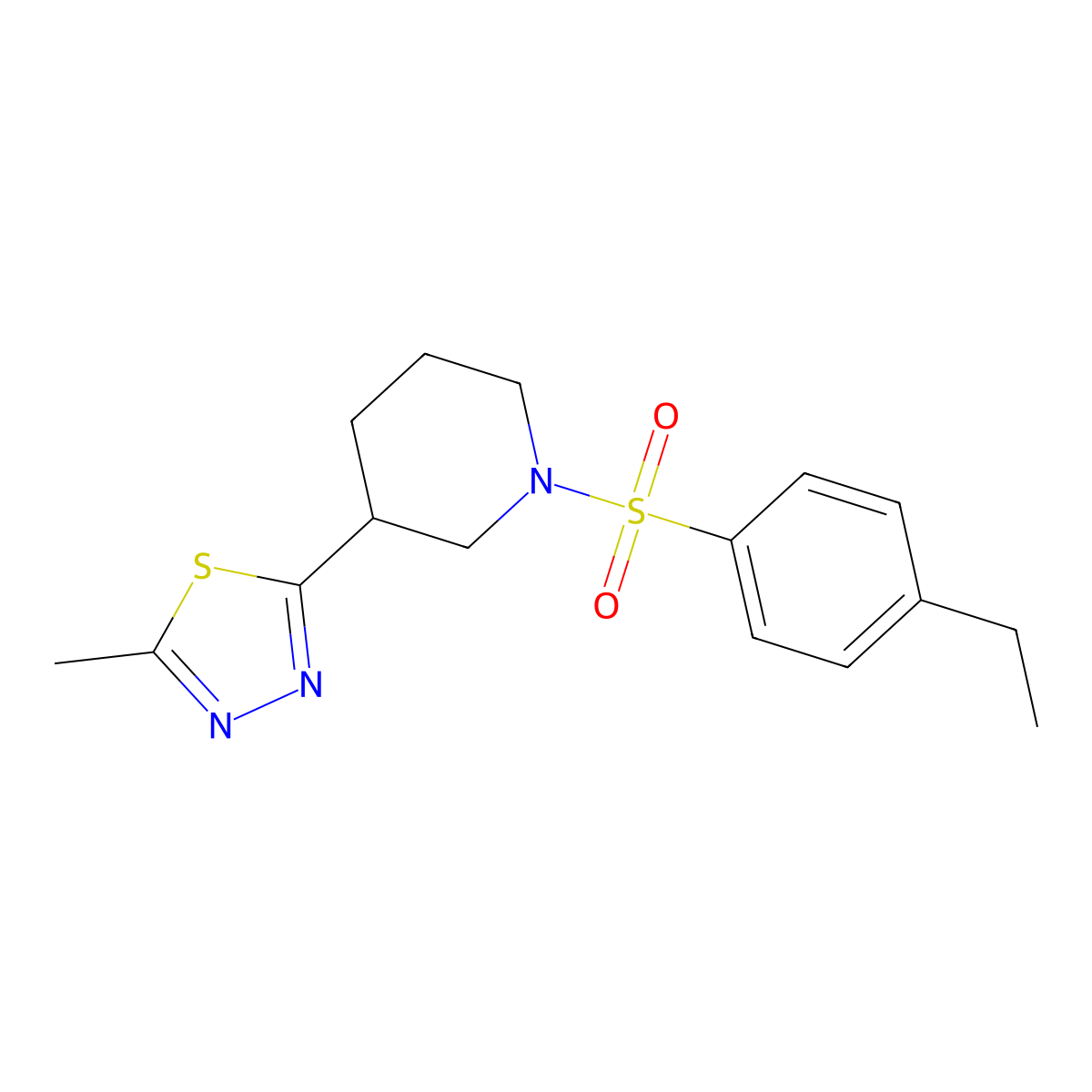 2-(1-((4-Ethylphenyl)sulfonyl)piperidin-3-yl)-5-methyl-1,3,4-thiadiazole molecular structure, CAS 1170526-79-0