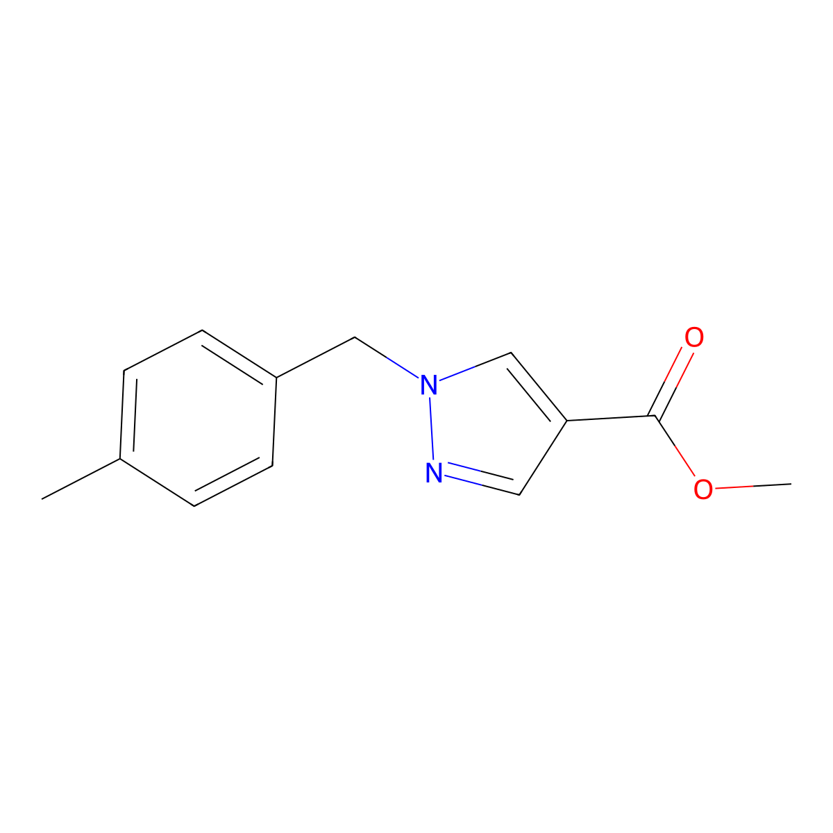 methyl 1-(4-methylbenzyl)-1H-pyrazole-4-carboxylate molecular structure, CAS 1170527-87-3