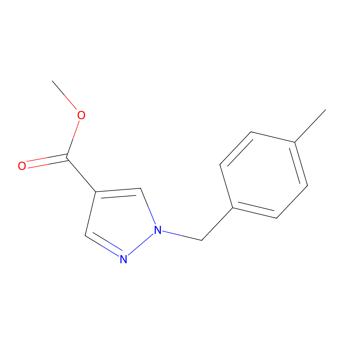 methyl 1-(4-methylbenzyl)-1H-pyrazole-4-carboxylate molecular structure, CAS 1170527-87-3