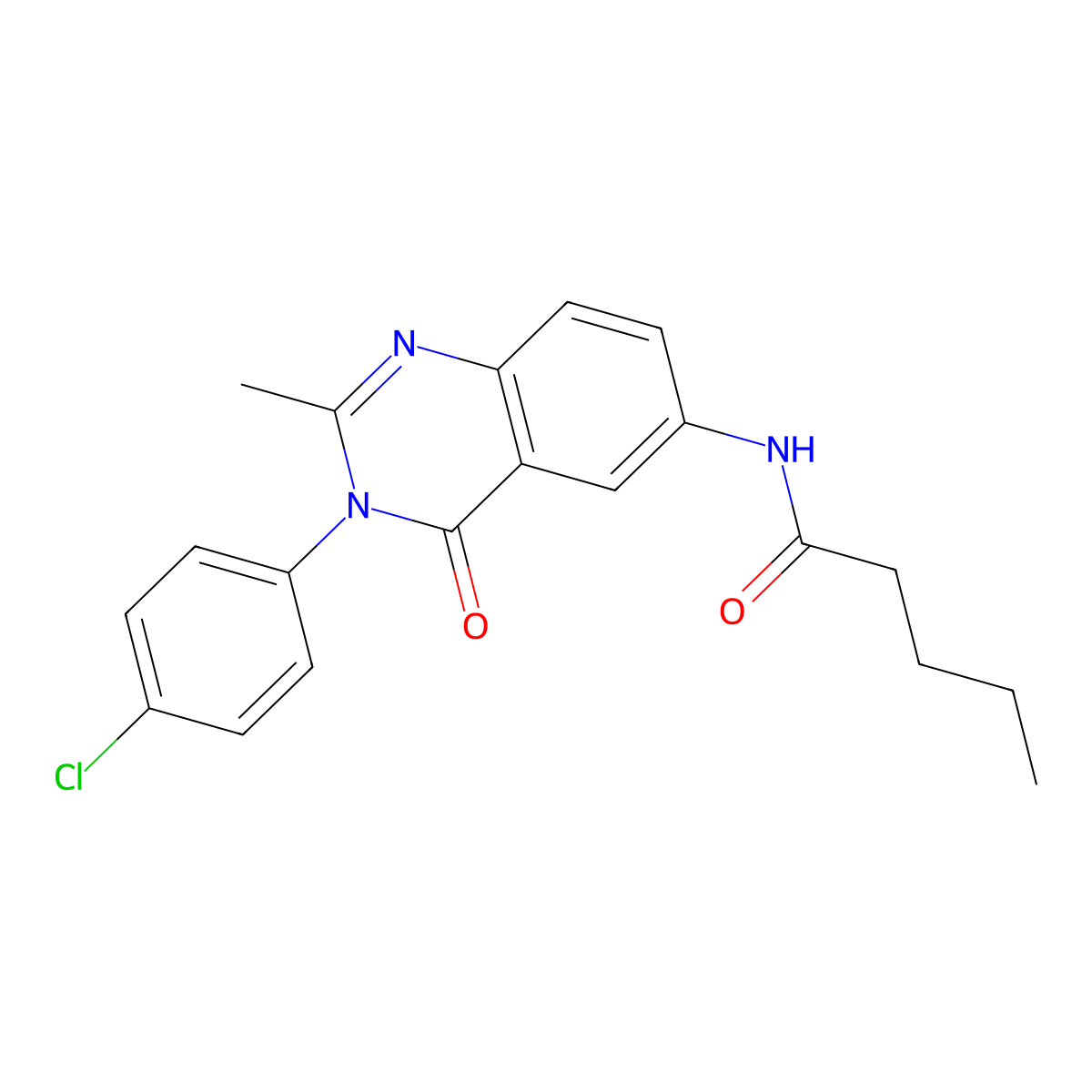 N-(3-(4-chlorophenyl)-2-methyl-4-oxo-3,4-dihydroquinazolin-6-yl)pentanamide molecular structure, CAS 1170528-14-9
