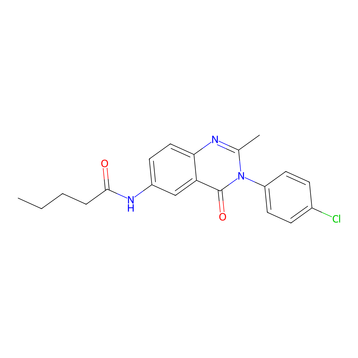 N-(3-(4-chlorophenyl)-2-methyl-4-oxo-3,4-dihydroquinazolin-6-yl)pentanamide molecular structure, CAS 1170528-14-9