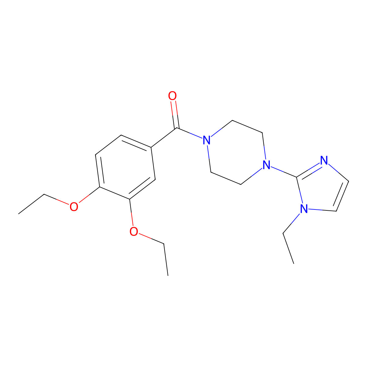 (3,4-Diethoxyphenyl)(4-(1-ethyl-1H-imidazol-2-yl)piperazin-1-yl)methanone molecular structure, CAS 1170528-45-6