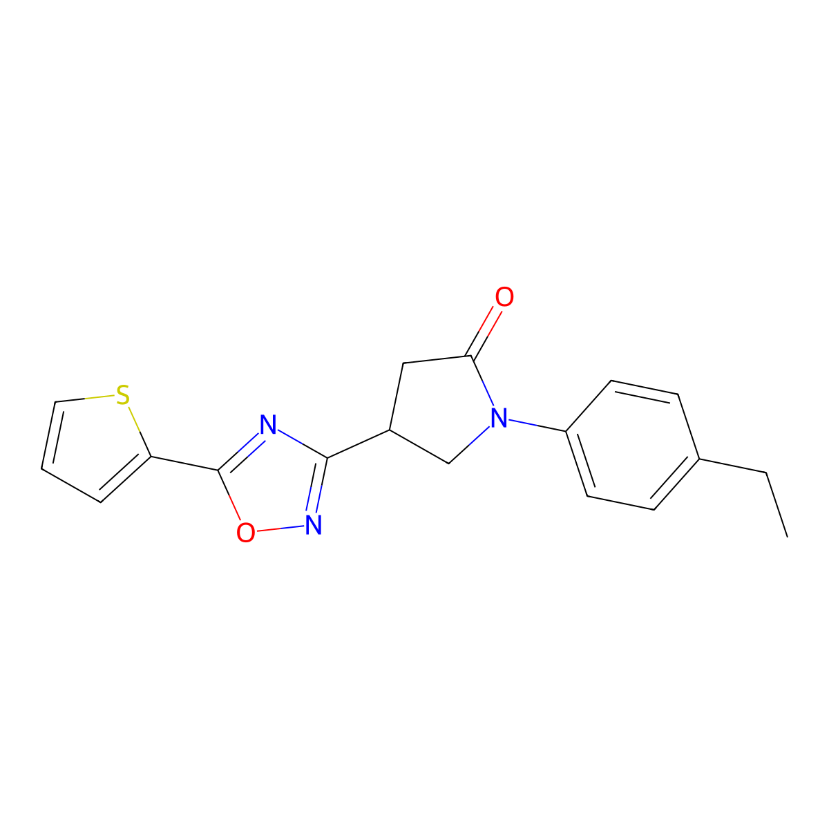 1-(4-Ethylphenyl)-4-[5-(thiophen-2-YL)-1,2,4-oxadiazol-3-YL]pyrrolidin-2-one molecular structure, CAS 1170532-13-4
