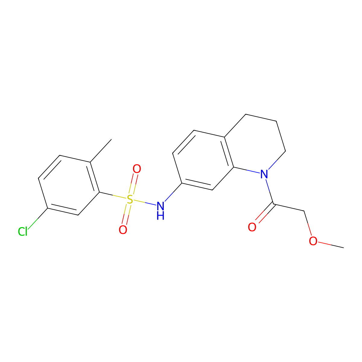 5-chloro-N-(1-(2-methoxyacetyl)-1,2,3,4-tetrahydroquinolin-7-yl)-2-methylbenzenesulfonamide molecular structure, CAS 1170532-36-1