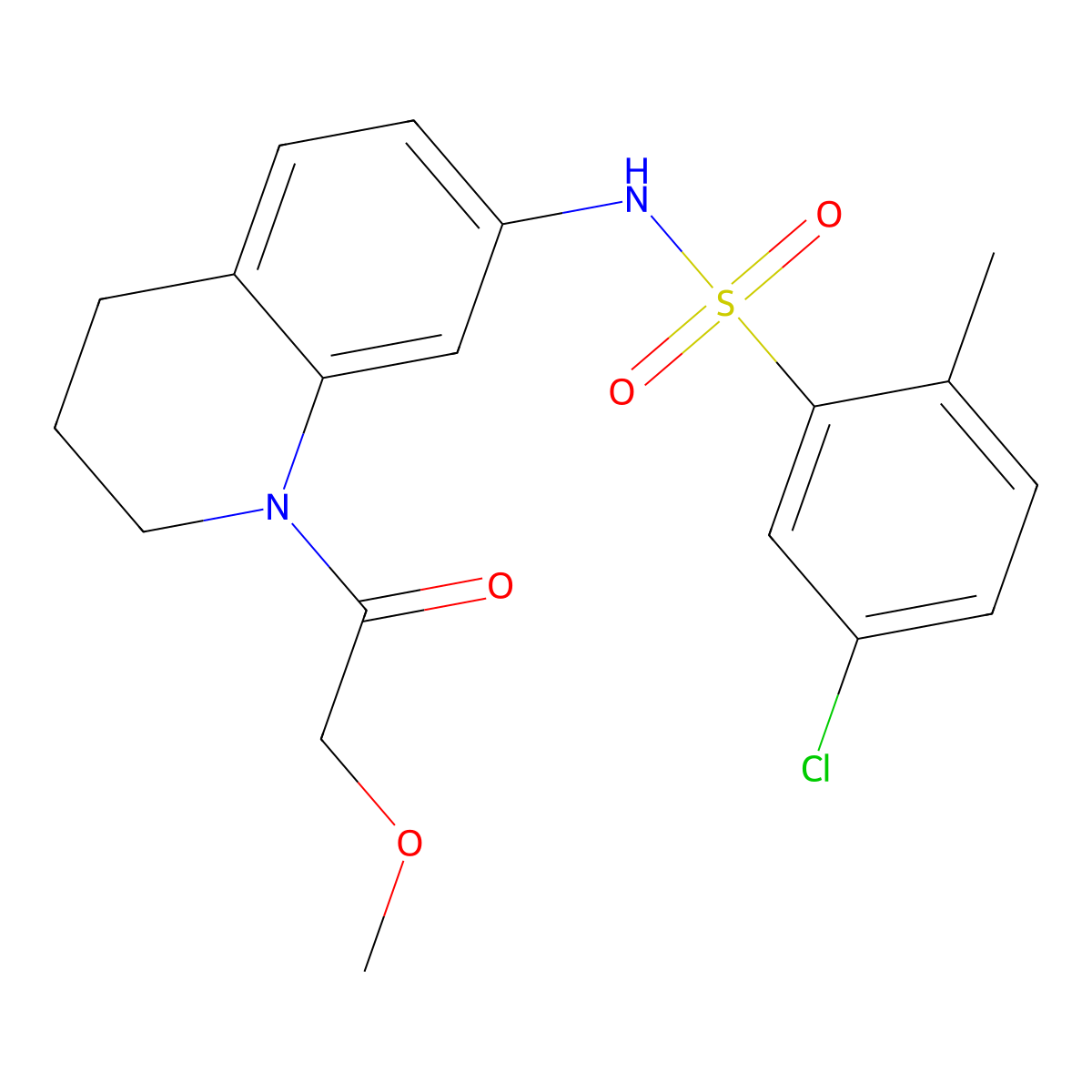 5-chloro-N-(1-(2-methoxyacetyl)-1,2,3,4-tetrahydroquinolin-7-yl)-2-methylbenzenesulfonamide molecular structure, CAS 1170532-36-1