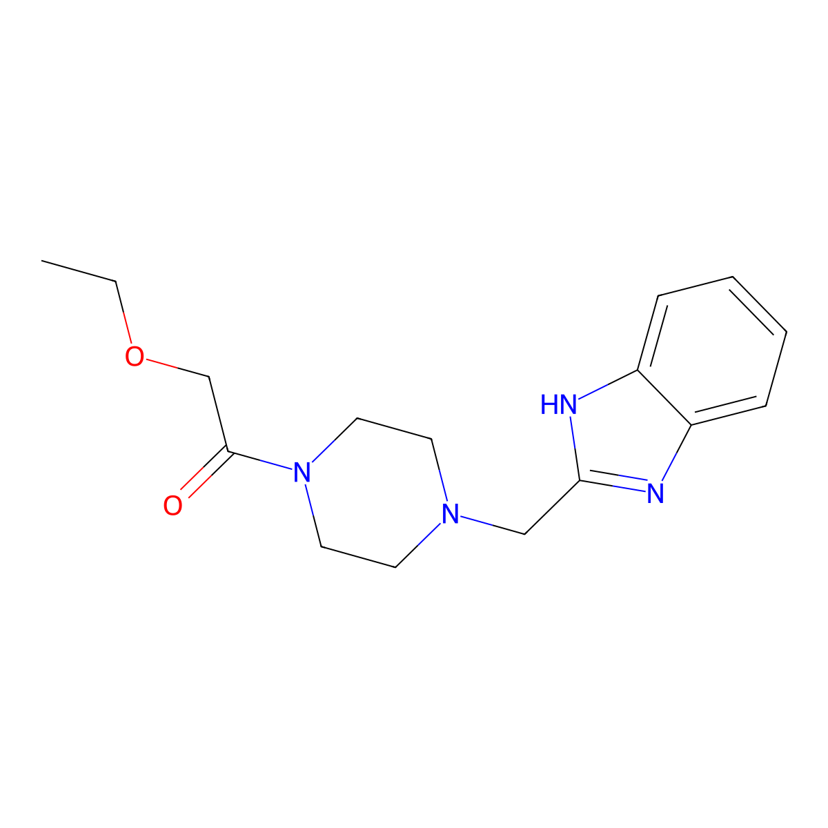 1-{4-[(1H-1,3-benzodiazol-2-yl)methyl]piperazin-1-yl}-2-ethoxyethan-1-one molecular structure, CAS 1170532-60-1