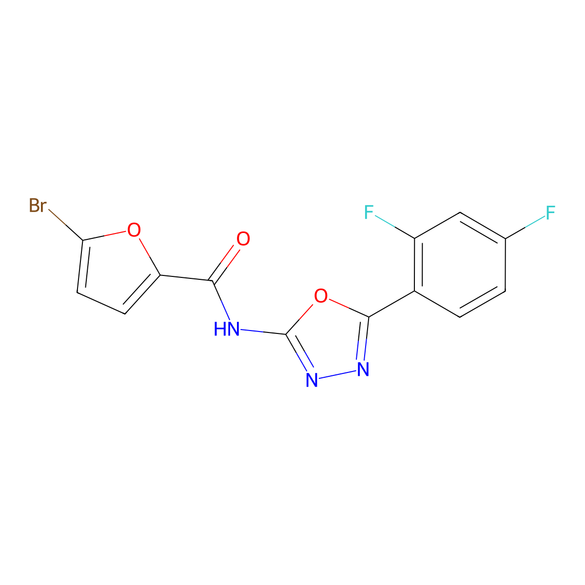 5-bromo-N-[5-(2,4-difluorophenyl)-1,3,4-oxadiazol-2-yl]furan-2-carboxamide molecular structure, CAS 1170533-77-3