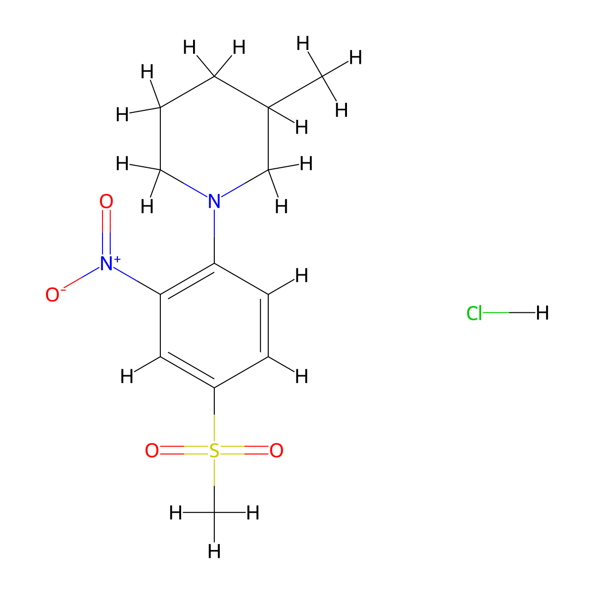 1-[2-Nitro-4-(methylsulfonyl)phenyl]-3-methylpiperidine hydrochloride molecular structure, CAS 1170534-84-5