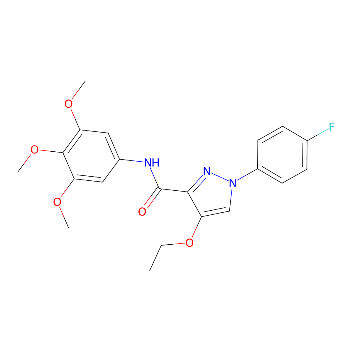 4-ethoxy-1-(4-fluorophenyl)-N-(3,4,5-trimethoxyphenyl)-1H-pyrazole-3-carboxamide molecular structure, CAS 1170535-98-4