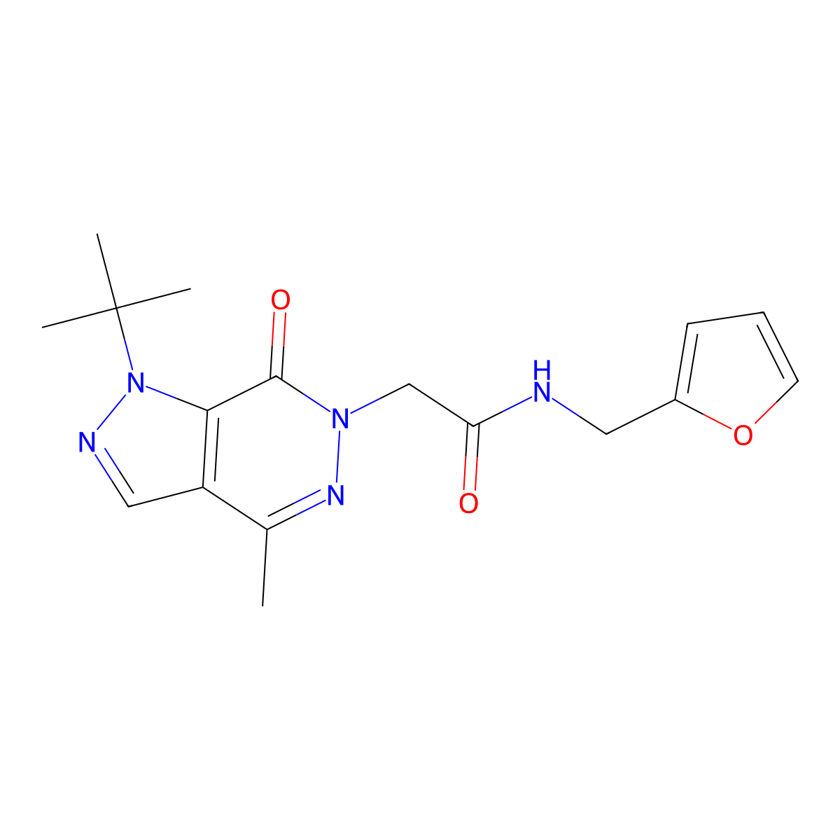 2-{1-tert-butyl-4-methyl-7-oxo-1H,6H,7H-pyrazolo[3,4-d]pyridazin-6-yl}-N-[(furan-2-yl)methyl]acetamide molecular structure, CAS 1170536-31-8