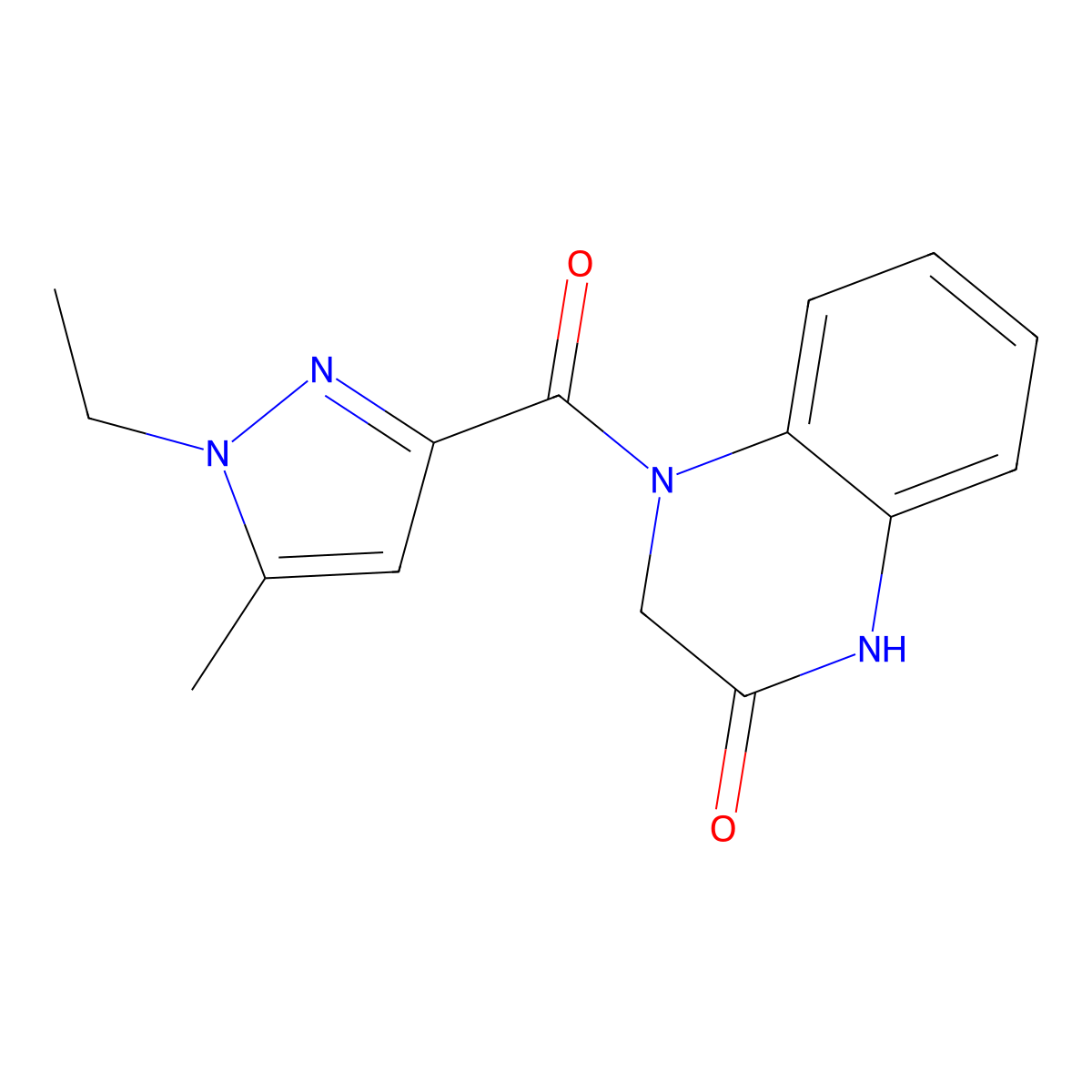 4-(1-ethyl-5-methyl-1H-pyrazole-3-carbonyl)-1,2,3,4-tetrahydroquinoxalin-2-one molecular structure, CAS 1170536-40-9